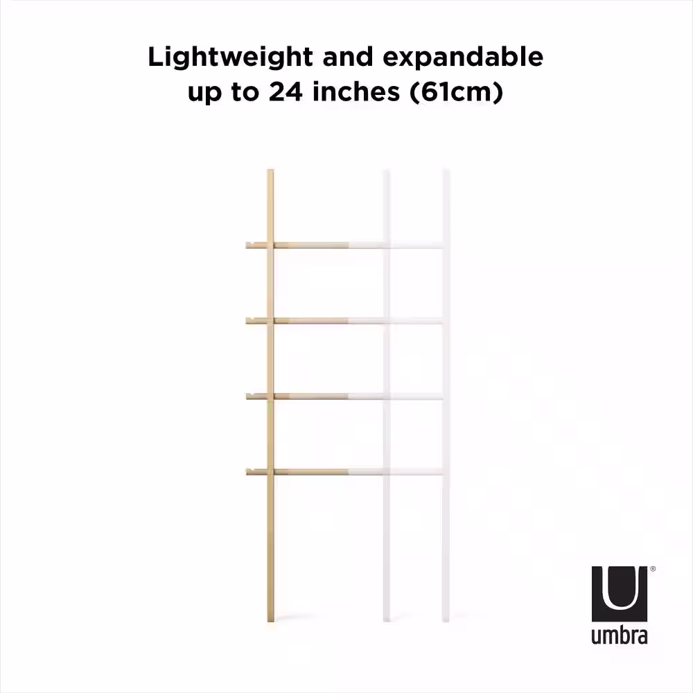 None Hub 16 in. - 24 in. Ladder White/Natural Closet Rod