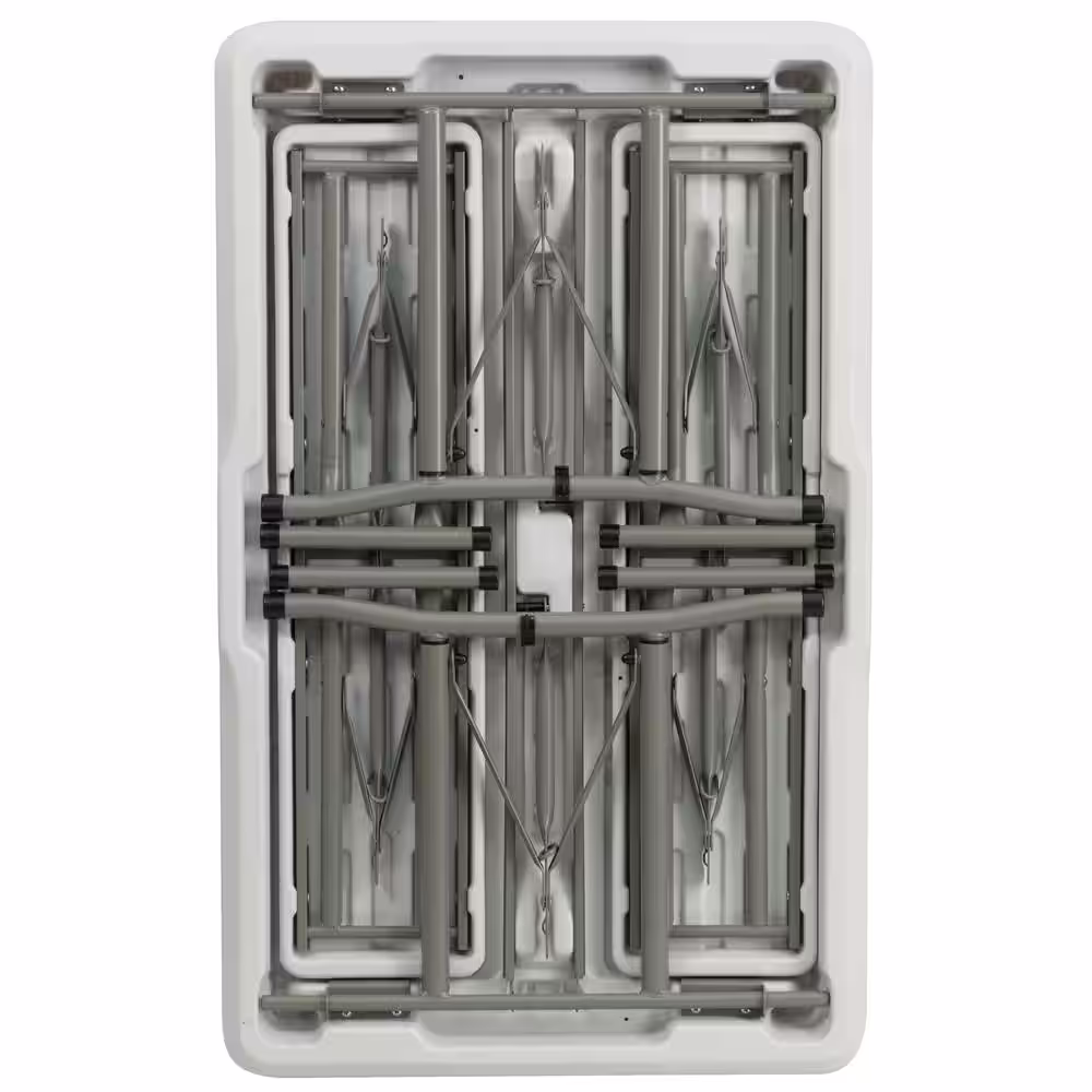 None 41 in. Granite White Plastic Tabletop Plastic Seat Folding Table and Bench Set