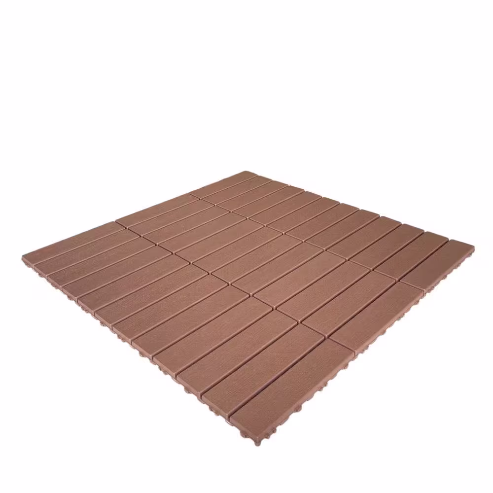 None 12 in. x 12 in. x 0.75 in. Outdoor Interlocking Waterproof Polypropylene Flooring in Dark Brown (Set of 44) 44 sq. ft.
