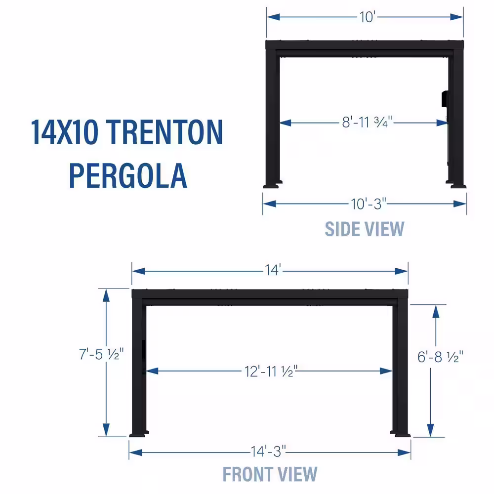 None Trenton 14 ft. x 10 ft. Black Steel Modern Pergola with Sail Shade Soft Canopy