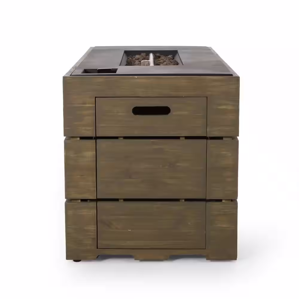 Noble House Barnsley Gray Rectangular Wood Fire Pit Table