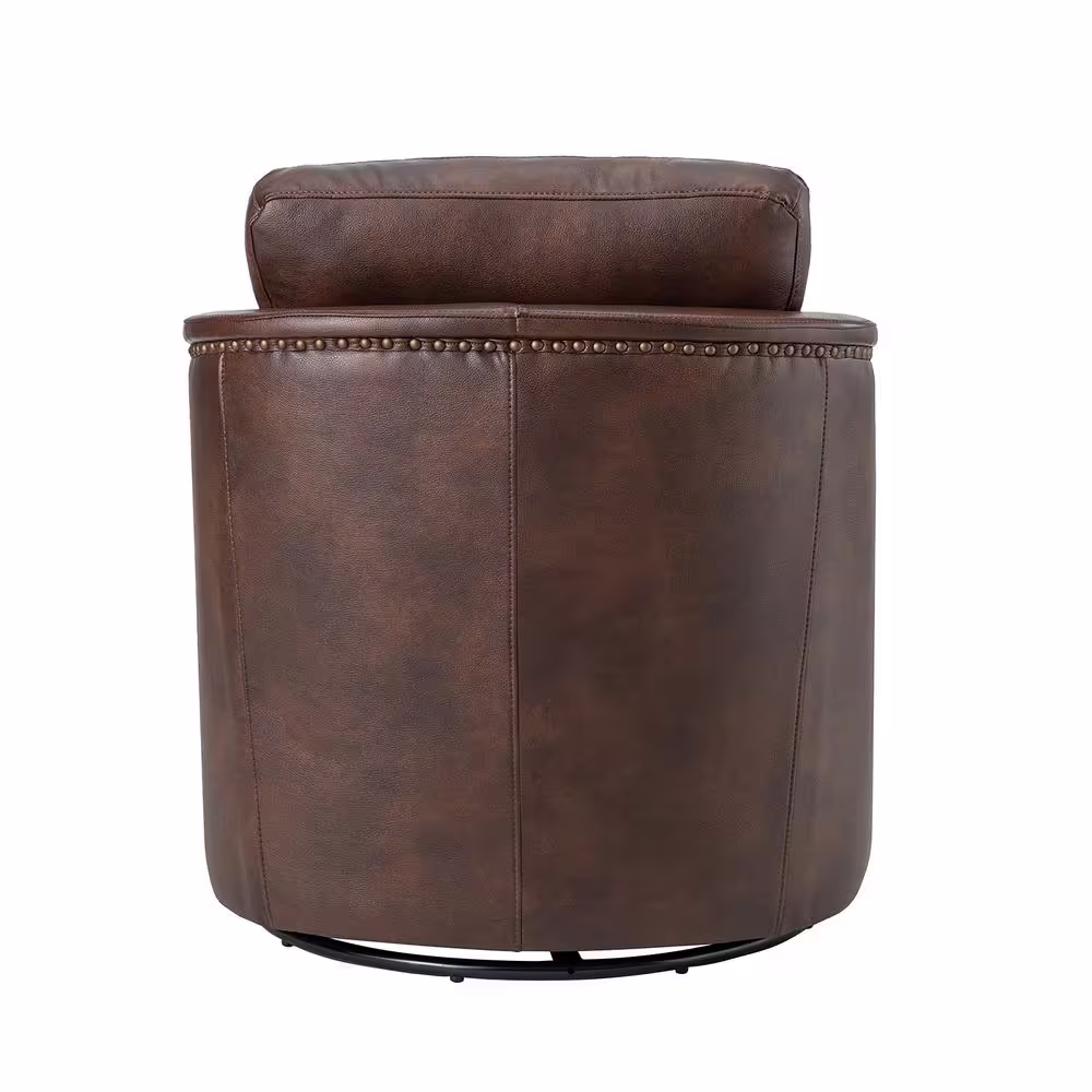 ARTFUL LIVING DESIGN Elvira 28.74'' Wide Choclate Genuine Leather Swivel Chair with Squared Arms Set of 2