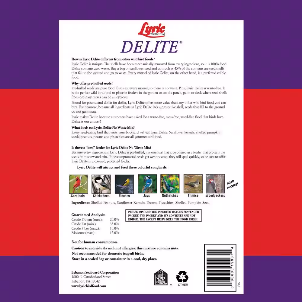 Lyric 20 lb. Delite High Protein No Waste Wild Bird Mix