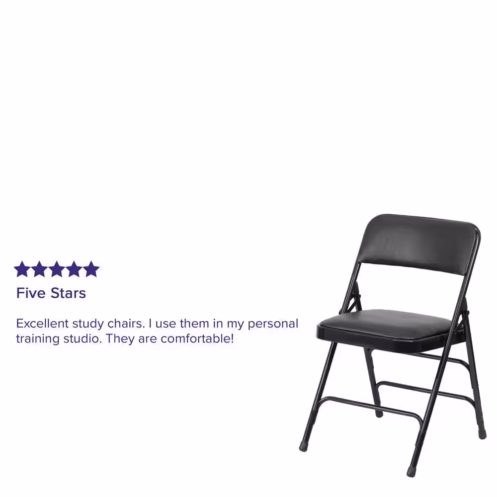 Flash Furniture Black Vinyl/Black Frame Metal Folding Chair (4-Pack)