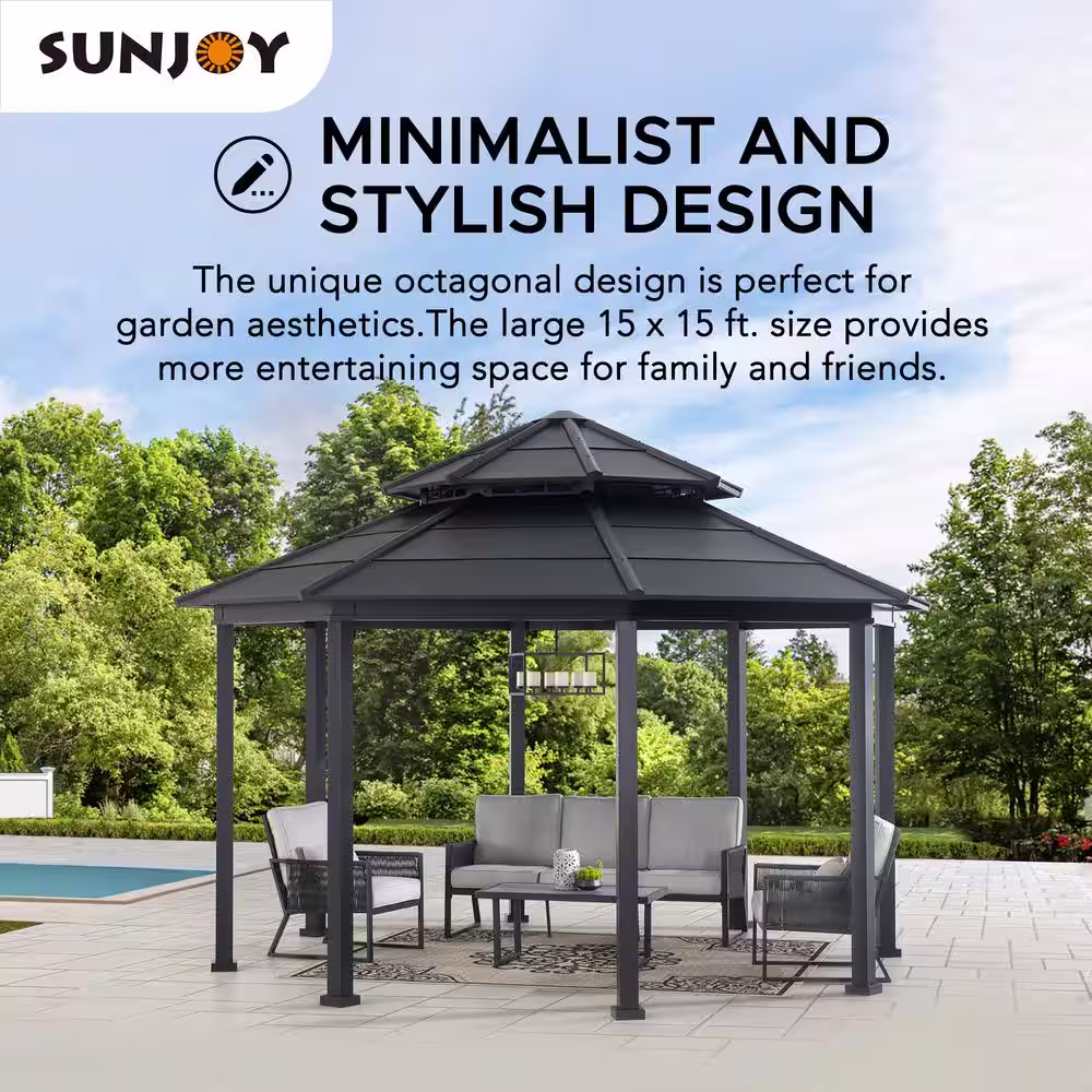 Sunjoy 15 ft. x 15 ft. York Octagonal Gazebo