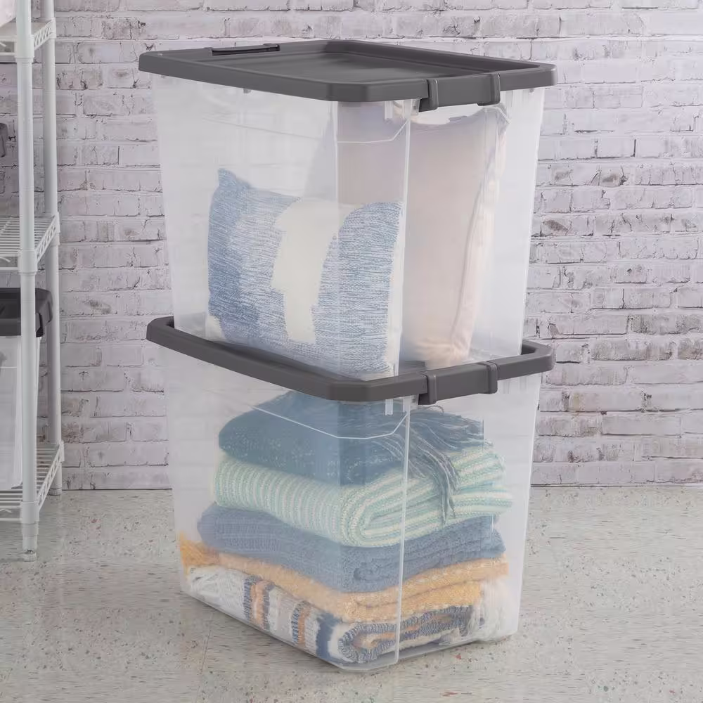 Sterilite 108 qt. Clear Stacker Storage Container Tote with Latching Lid (8-Pack)