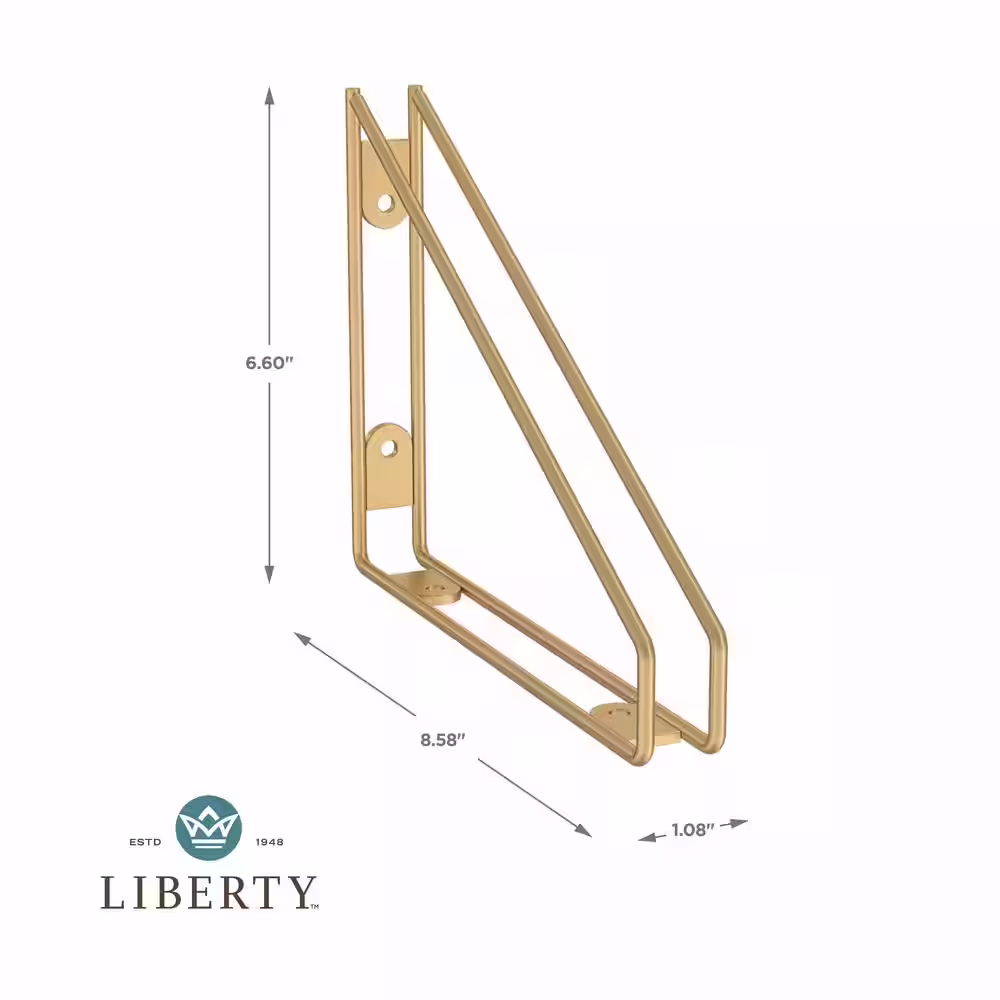 Liberty 6.6 in. x 8.6 in. Wireframe Satin Gold Shelf Bracket 2-Pack
