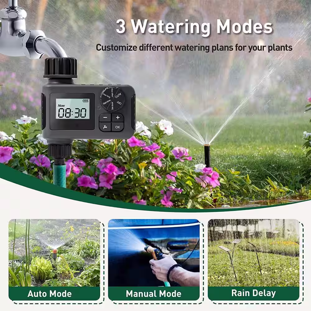 Cubilan Outdoor Garden Hose Faucet Timers, Programmable Water Timer with Rain Delay/Manual/Automatic Irrigation System