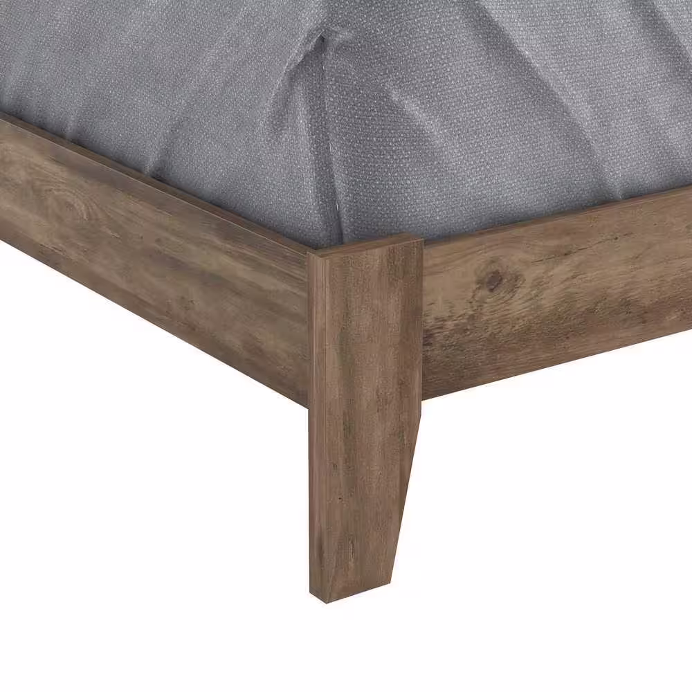 GALANO Harlowin Knotty Oak Wood Frame Queen Bed With Headboard