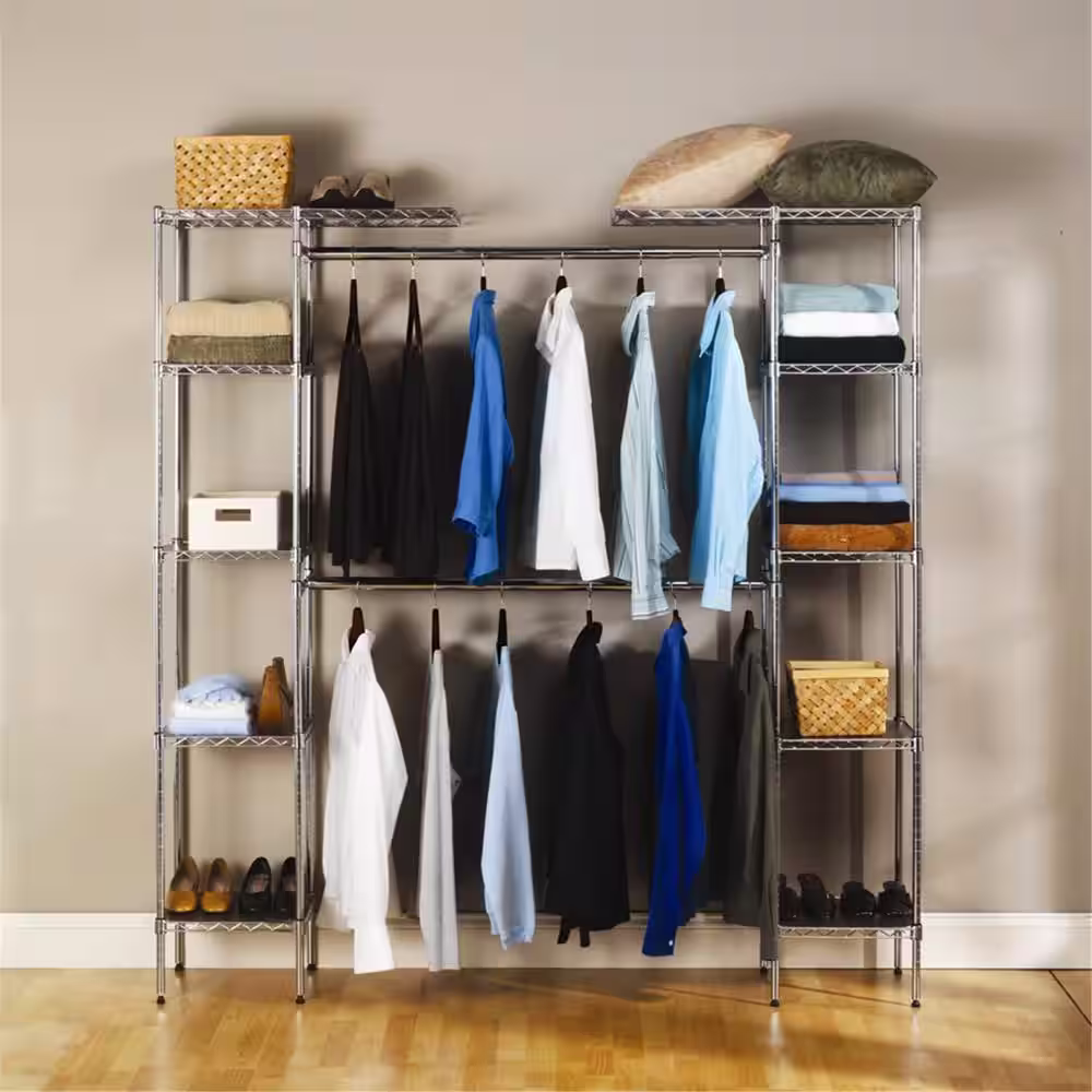 None 58 in. W - 85 in. W Silver Adjustable Tower Wire Closet System