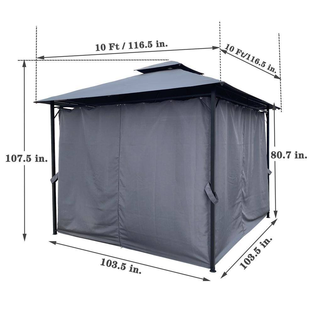 None 10 ft. x 10 ft. Dark Gray Outdoor Patio Garden Gazebo Canopy Tent