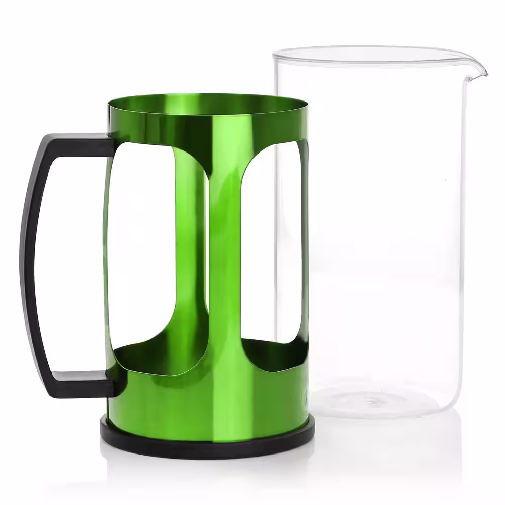 Mr. Coffee 3 Cup Glass and Stainless Steel French Press Coffee Maker in Green