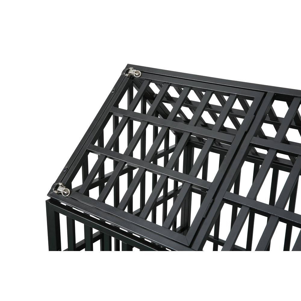 None Carbon Steel Heavy-Duty Dog Cage pet Crate with Roof in Black