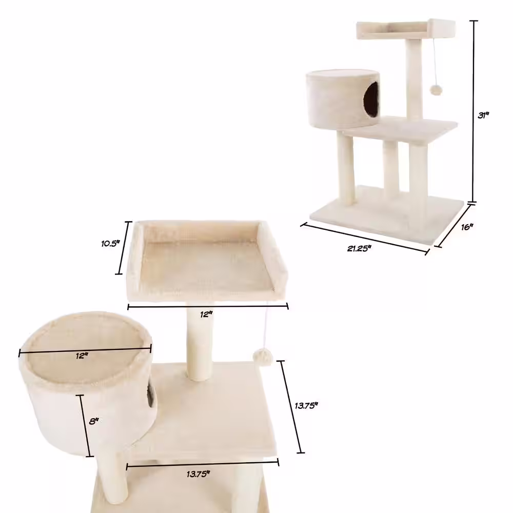 Petmaker 31 in. 3-Tier Cat Tree and Condo