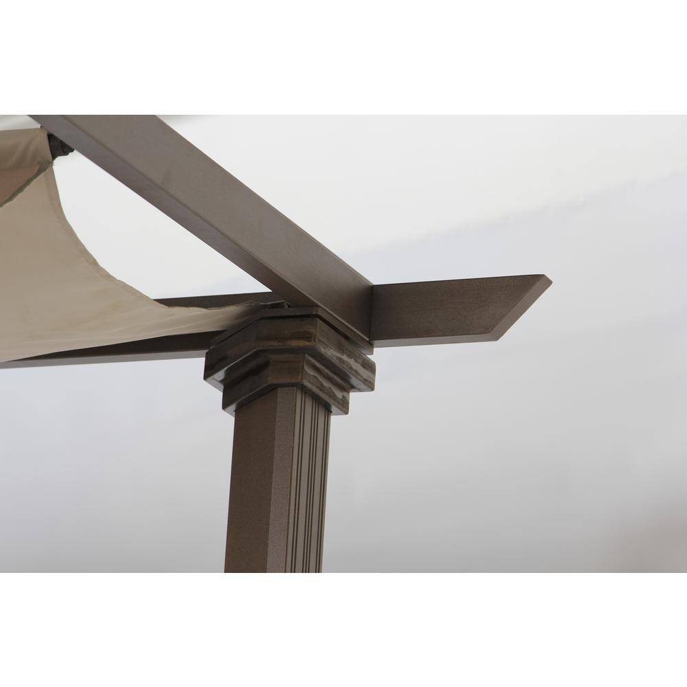 Pacific Casual Toulon 12 ft. x 10 ft. Steel Pergola with Retraceable Roof