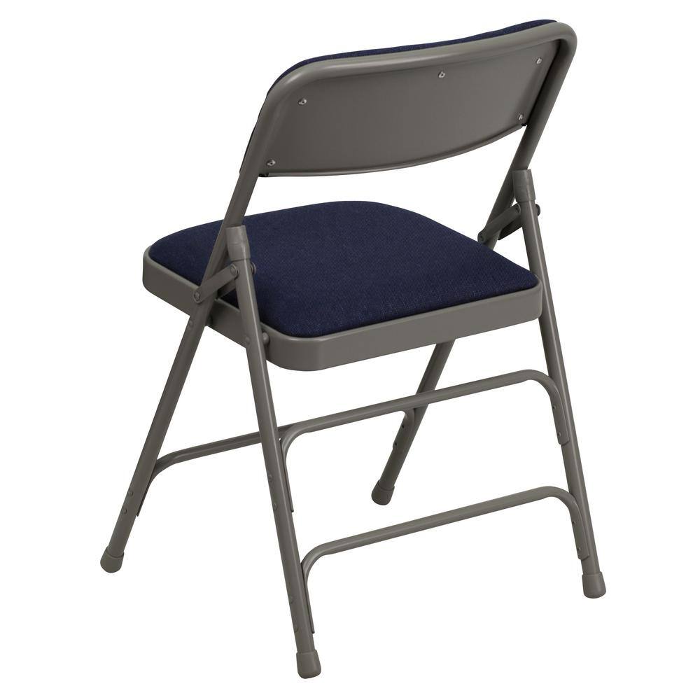 Carnegy Avenue Navy Fabric/Gray Frame Metal Folding Chair (2-Pack)