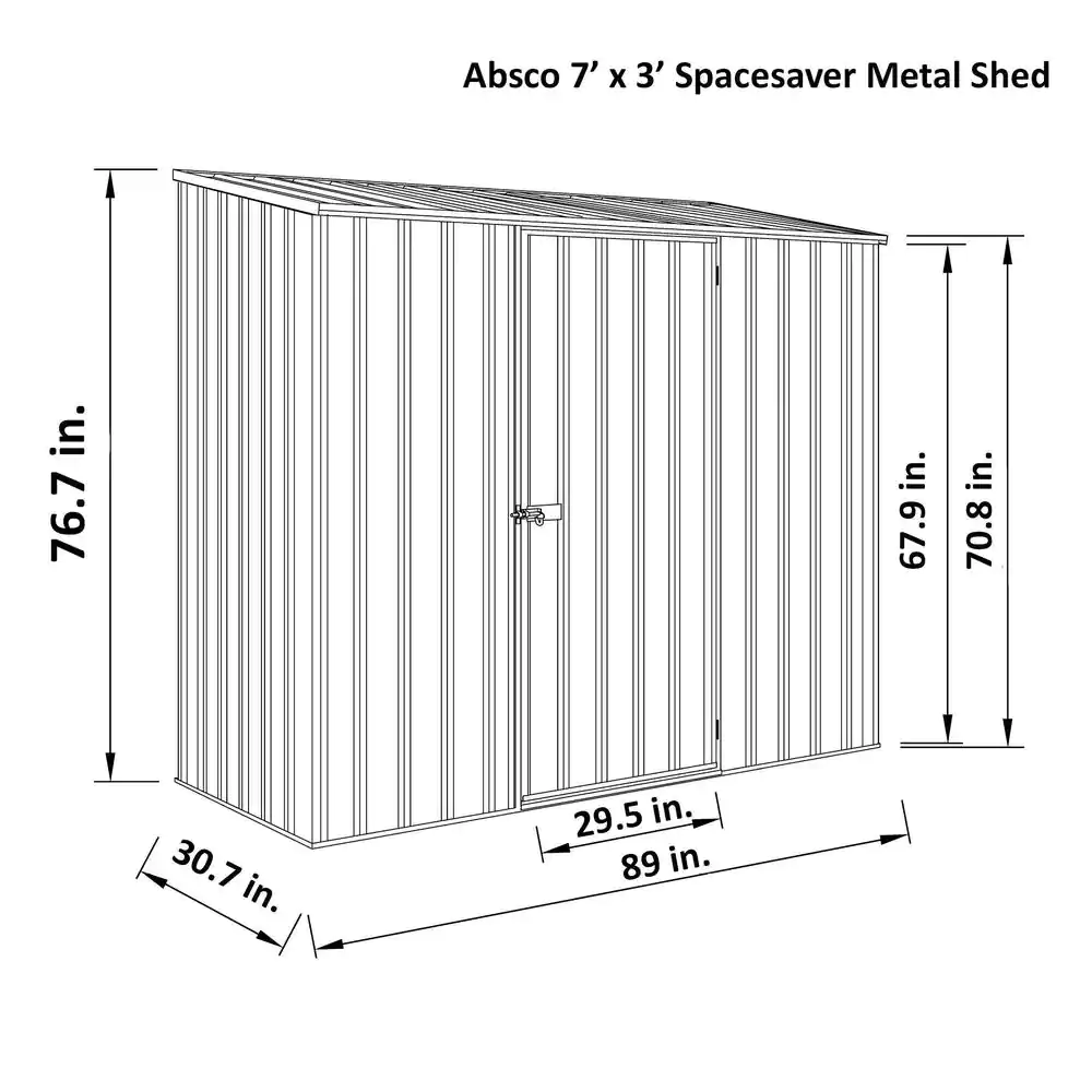 ABSCO Space Saver 7 ft. W x 2.5 ft. D. Galvanized Steel Lean-to Shed with SNAPTiTE assembly system (17.5 sq. ft.)