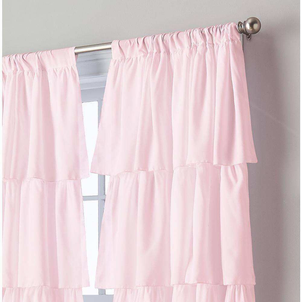 None Pink Solid Rod Pocket Room Darkening Curtain - 42 in. W x 95 in. L
