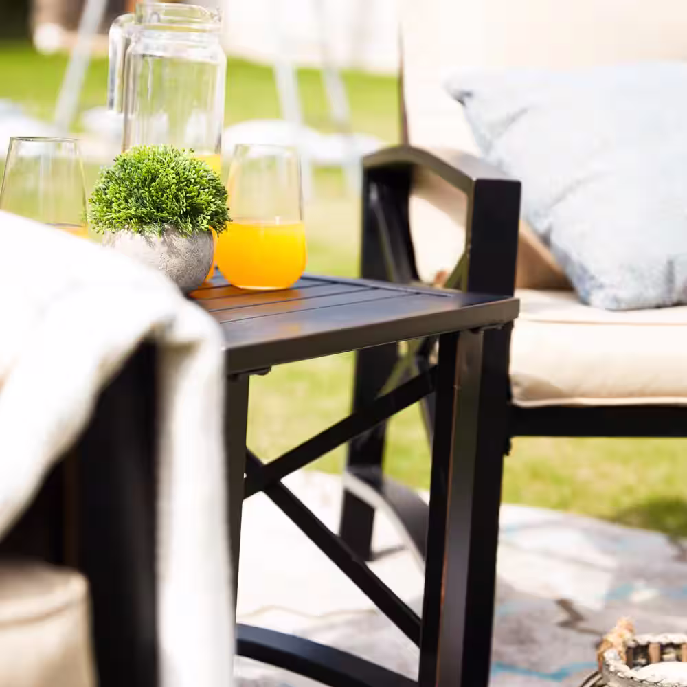 Patio Festival 3-Piece Metal Patio Deep Seating Set with Beige Cushions