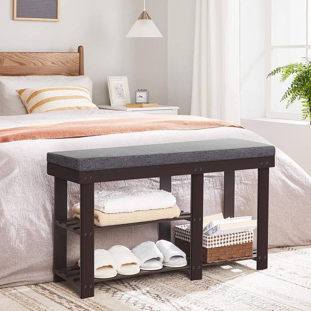 None 18.5 in. H 6-Pair Brown Wood Shoe Rack