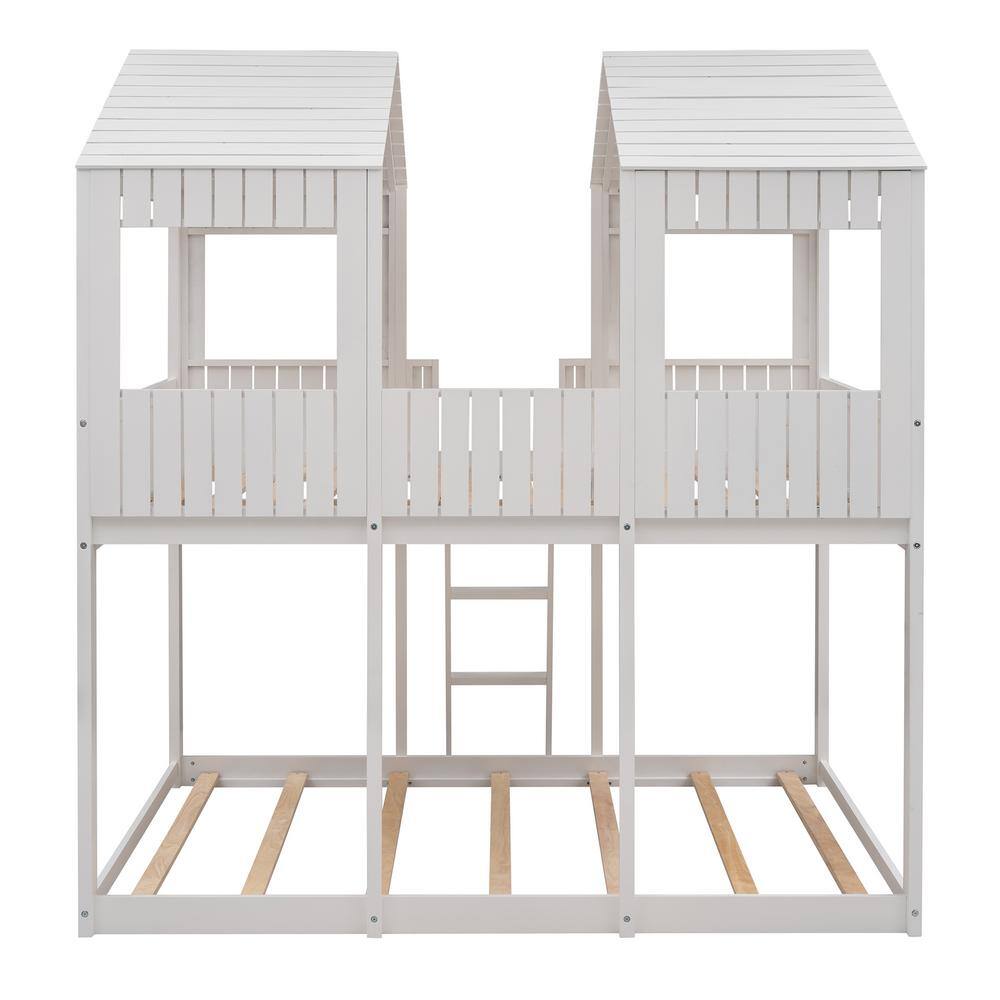 Qualler Eligia White Full Over Full House Style Bunk Bed