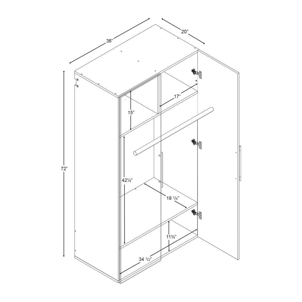 Prepac HangUps 36 in. W x 72 in. H x 20 in. D Wardrobe Cabinet in Black ( 1-Piece )