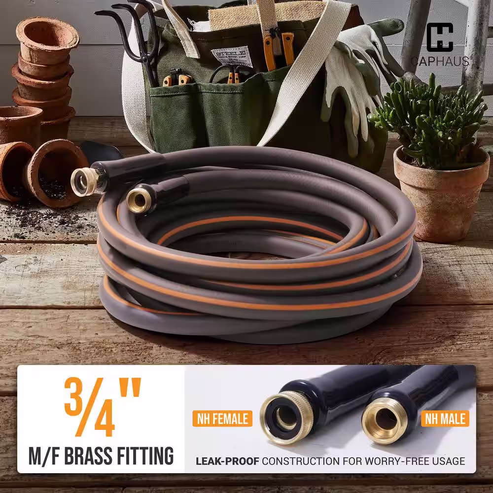 None 5/8 in. Dia. x 100 ft. Garden Hose with 3/4 in. NH Solid Brass Fittings, Leak-Proof Construction