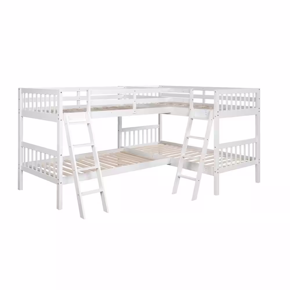 Qualler Adnaan White Twin Size L-Shaped Bunk Bed