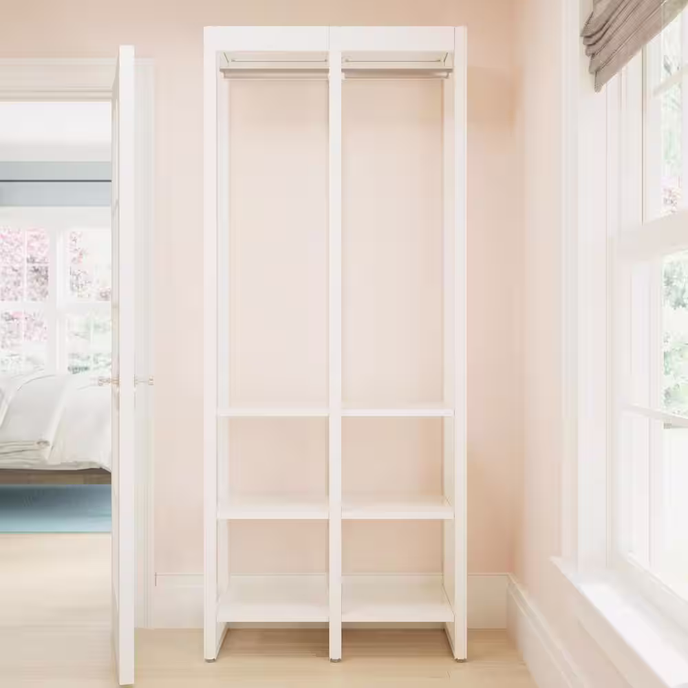 CLOSETS By LIBERTY 36 in. W White Adjustable Wood Closet System with 8-Shelves and 2-Rods