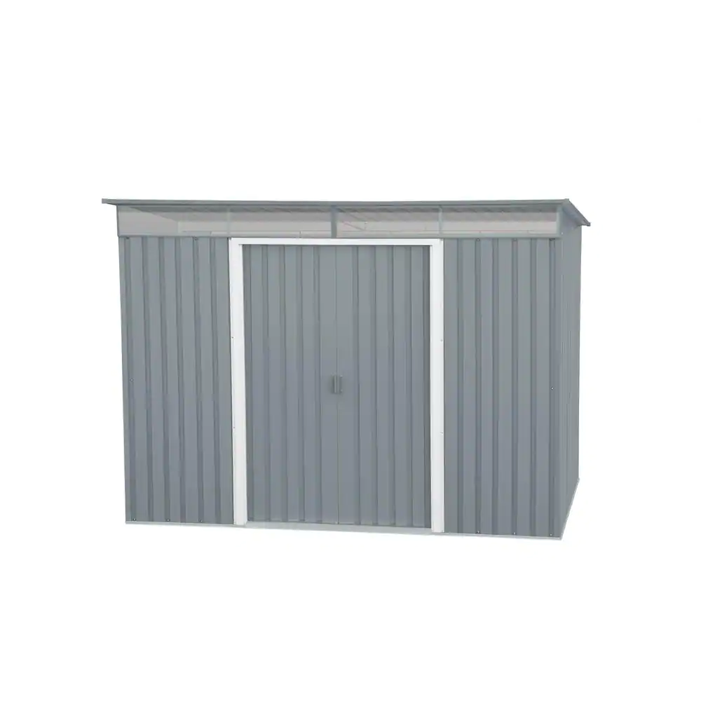 DURAMAX Pent Roof 8 ft. W x 6 ft. D Metal Lean to Shed with Skylight Light Gray 48 sq. ft.