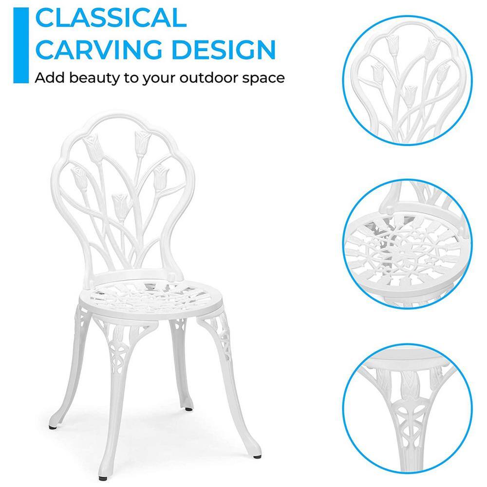 None 3-Piece Bistro Table Set with Small Round Table in White