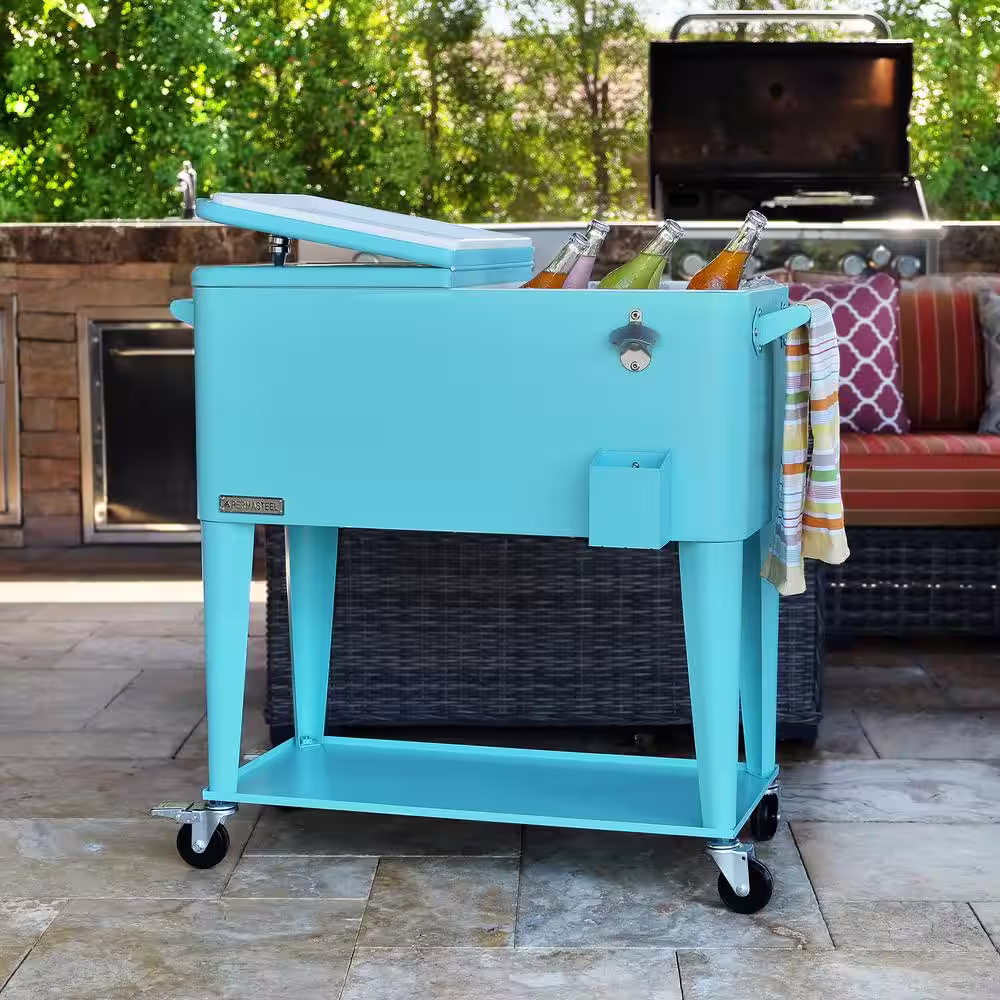 None Permasteel 80 Qt. Turquoise Chest Cooler