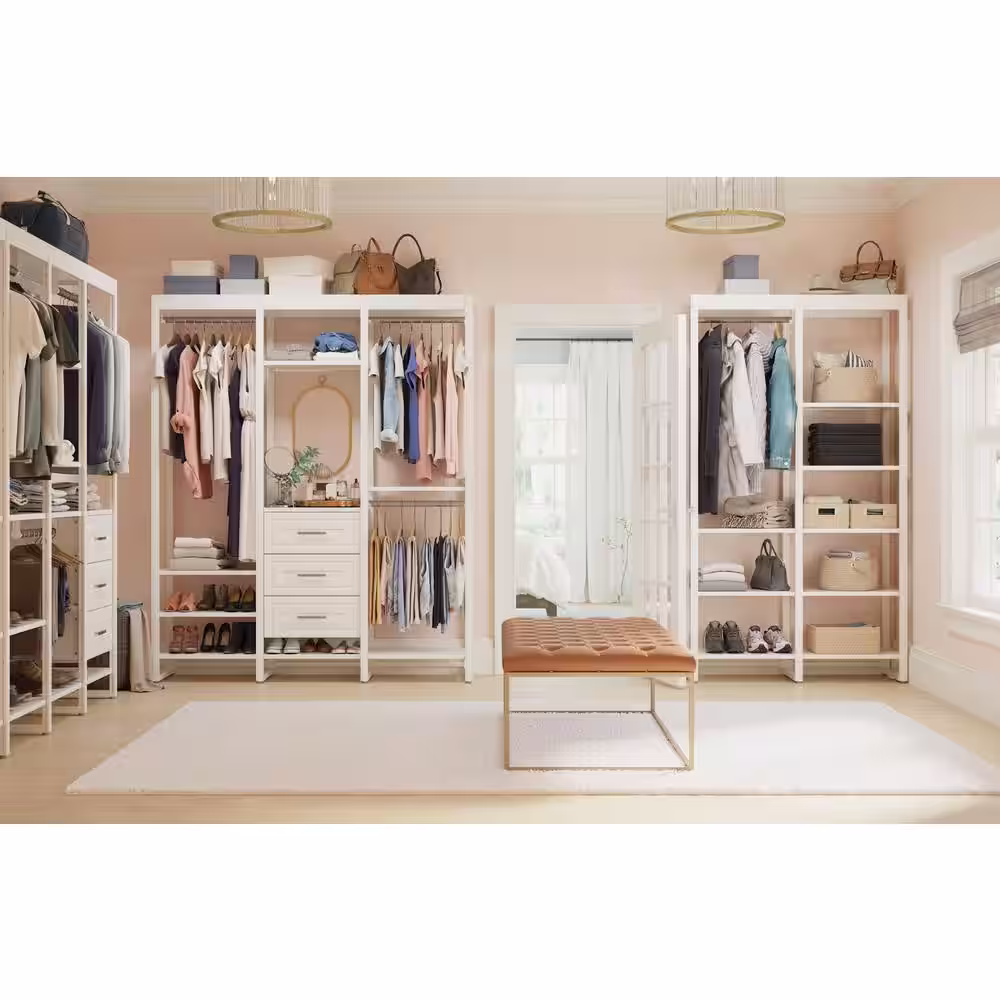 CLOSETS By LIBERTY 46.5 in. W White Adjustable Tower Wood Closet System with 10 Shelves