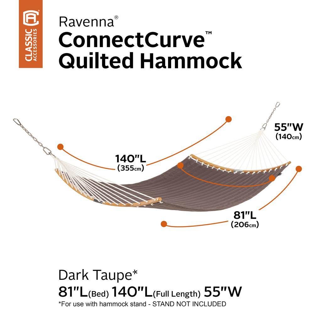 Classic Accessories Ravenna ConnectCurve 81 In. L x 55 In. W Quilted Hammock Bed in Dark Taupe