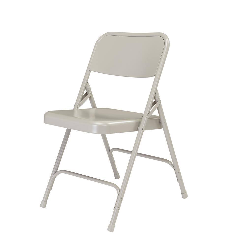 National Public Seating 200 Series Premium All-Steel Double Hinge Folding Chair, Grey (4-Pack)