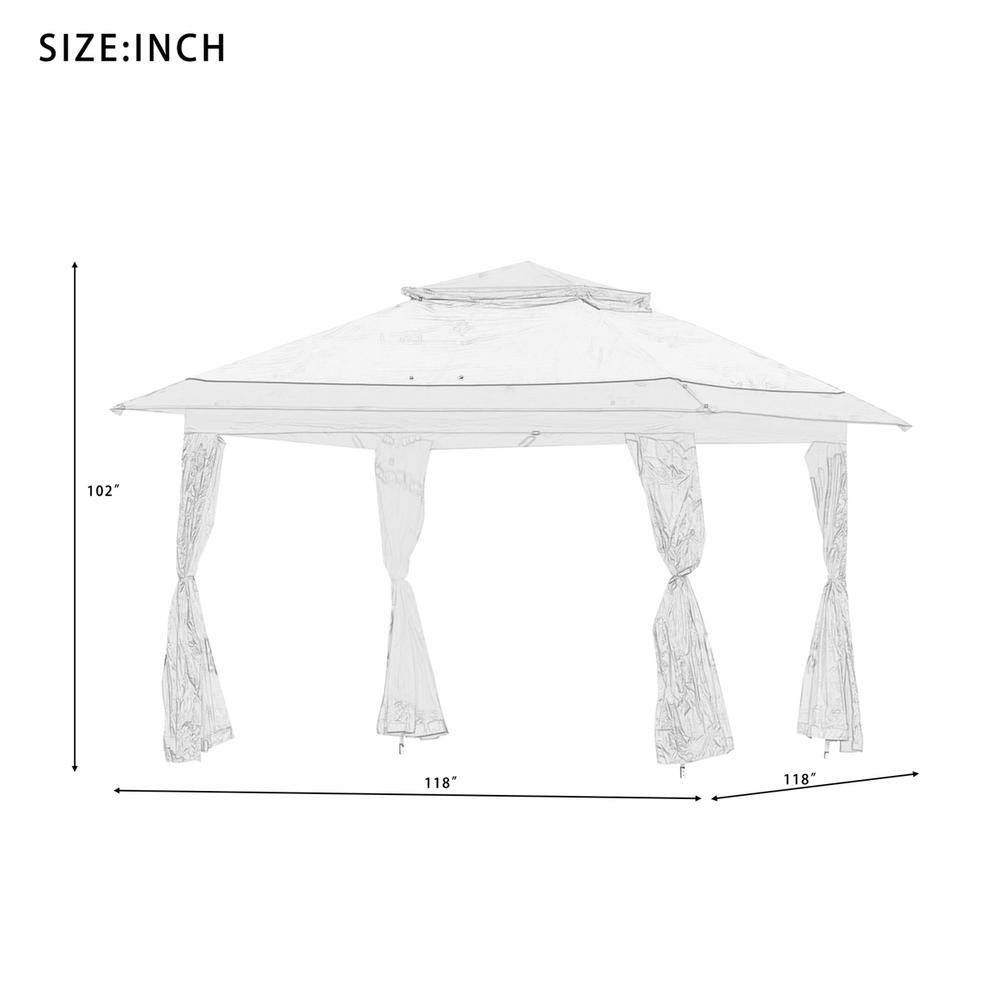 None Patio 10 ft. x 10 ft. Khaki Garden Canopy Gazebo Canopy