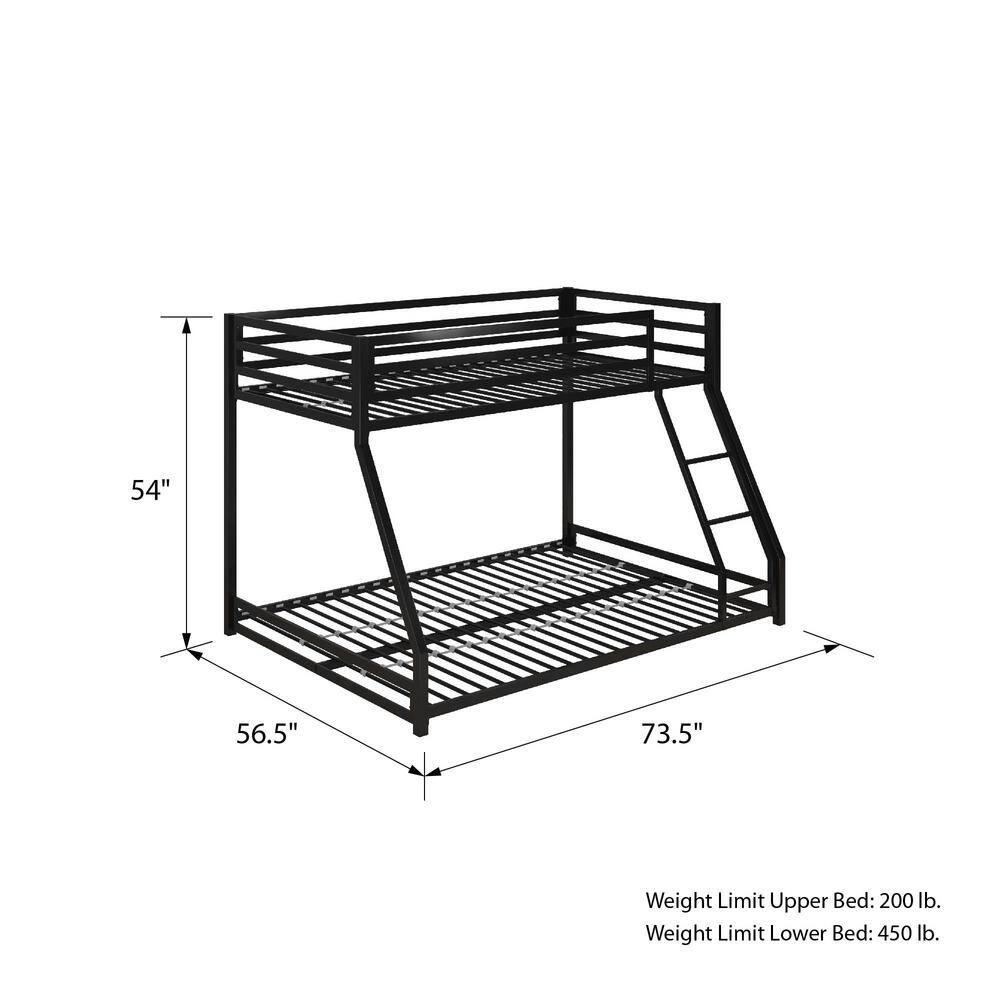 DHP Mabel Black Metal Twin Over Full Bunk Bed