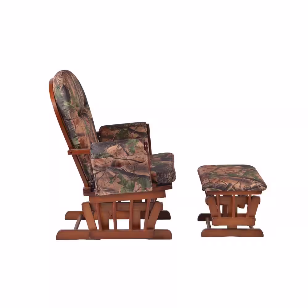 ARTIVA Home Deluxe Camouflage Fabric Cushion Glider Chair and Ottoman Set