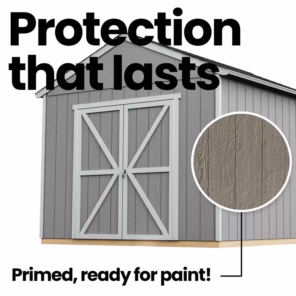 Handy Home Products Professionally Installed All Weather High Wind 145 10 ft. W x 8 ft. Wood Shed- Driftwood Grey Shingles (80 sq. ft.)
