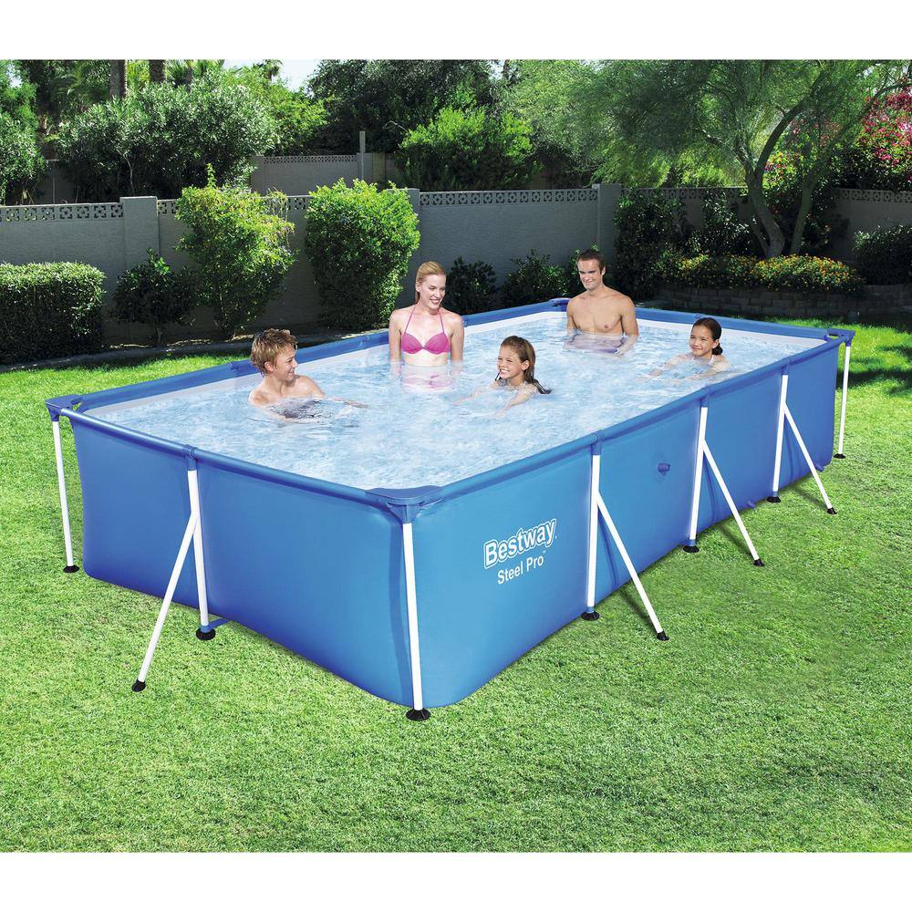 Bestway 157 in. x 83 in. Rectangular 32 in. D Steel Pro Hard Side Frame Above Ground Pool (2-Pack)