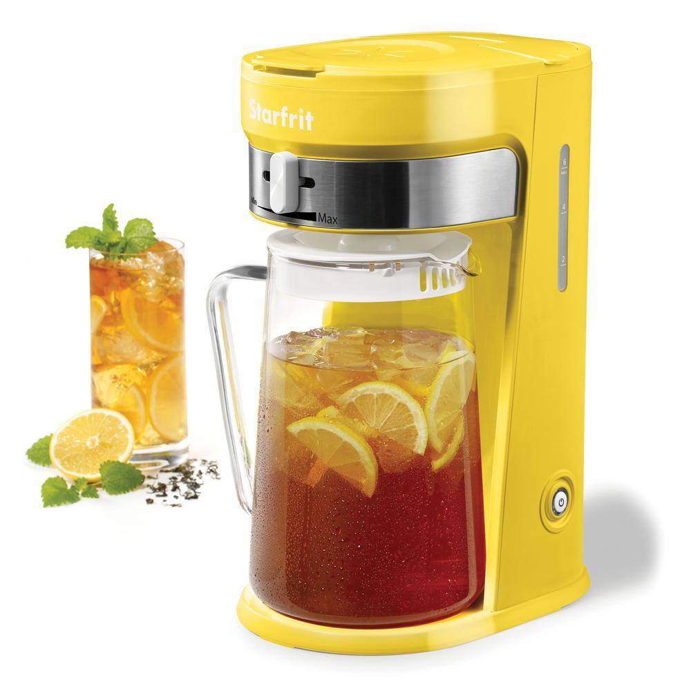 Starfrit 10-Cup Yellow Iced Tea and Coffee Maker with Glass Pitcher