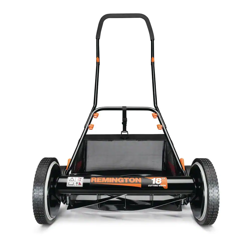 Remington 18 in. Manual Walk Behind Reel Lawn Mower with Attachable Bagger and 9 Position Cutting Heights