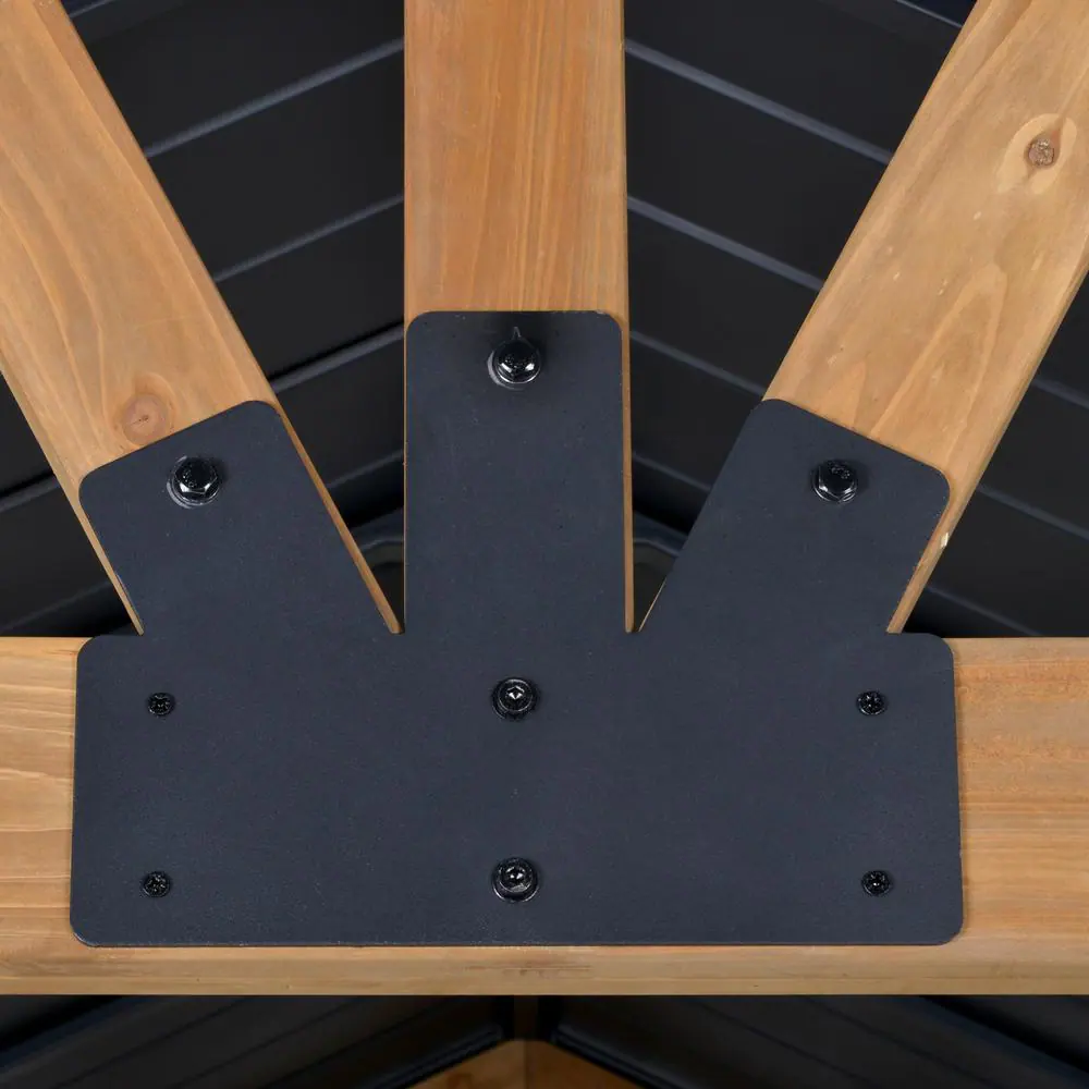 Outsunny 11 ft. x 13 ft. Natural Fir Wood Hardtop Patio Gazebo with Water/UV Resistance