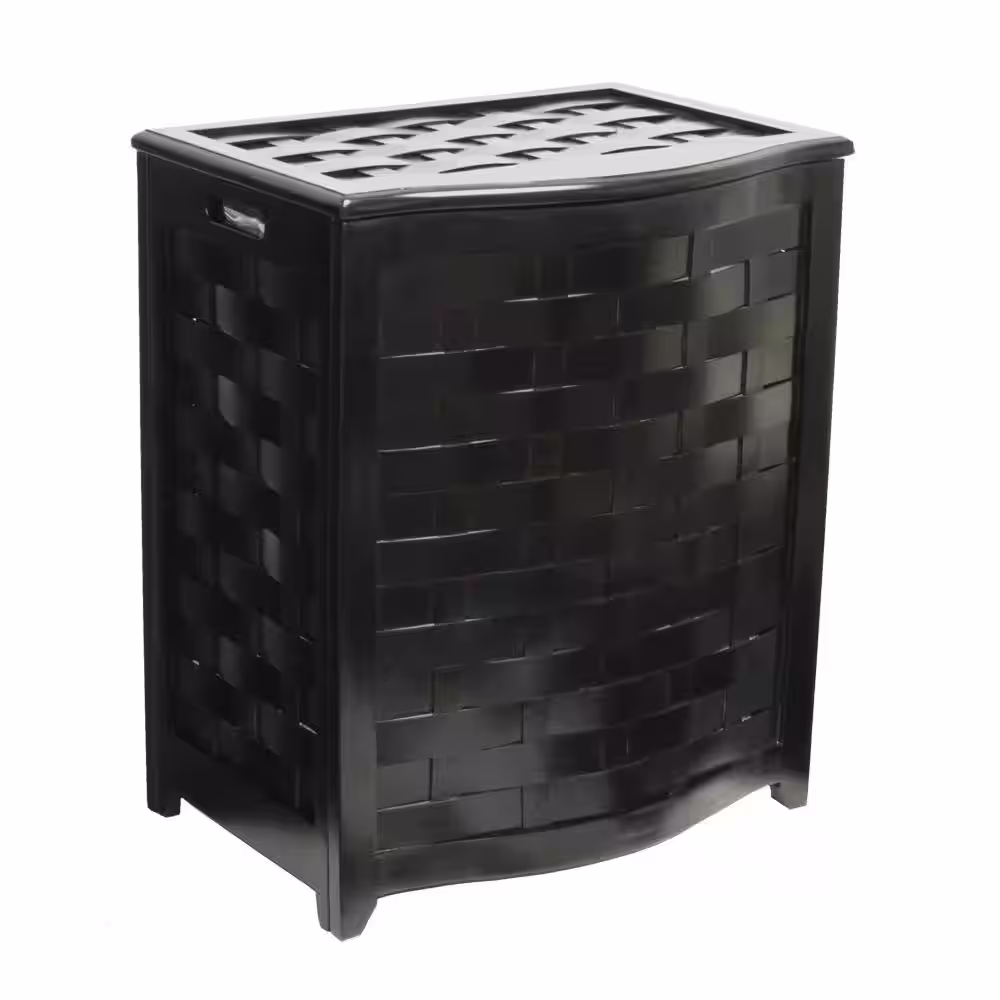 Oceanstar Bowed Front Veneer Wood Laundry Hamper with Interior Bag