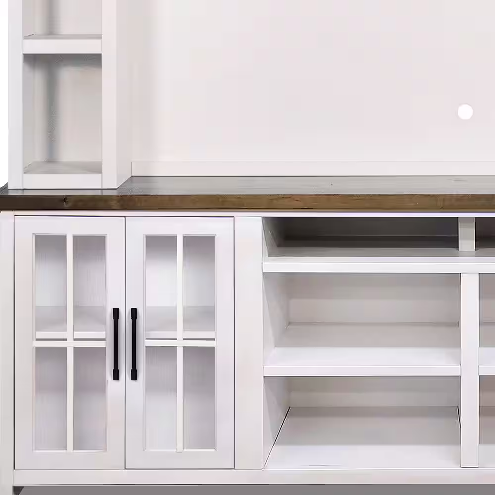 Bridgevine Home Hampton White & Bourbon TV Stand Fits TV's up to 85 inches