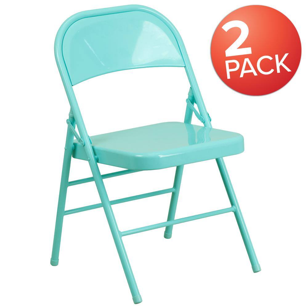 Carnegy Avenue Tantalizing Teal Metal Folding Chair (2-Pack)