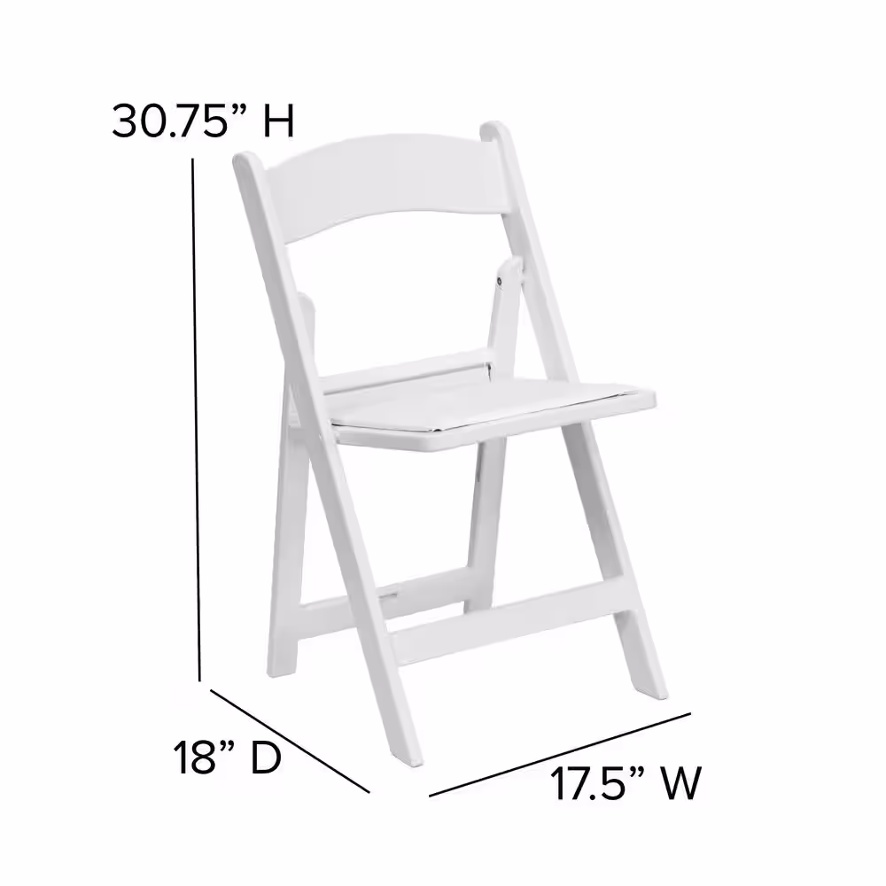 Flash Furniture Hercules Series 1000 lb. Capacity White Resin Folding Chair with White Vinyl Padded Seat