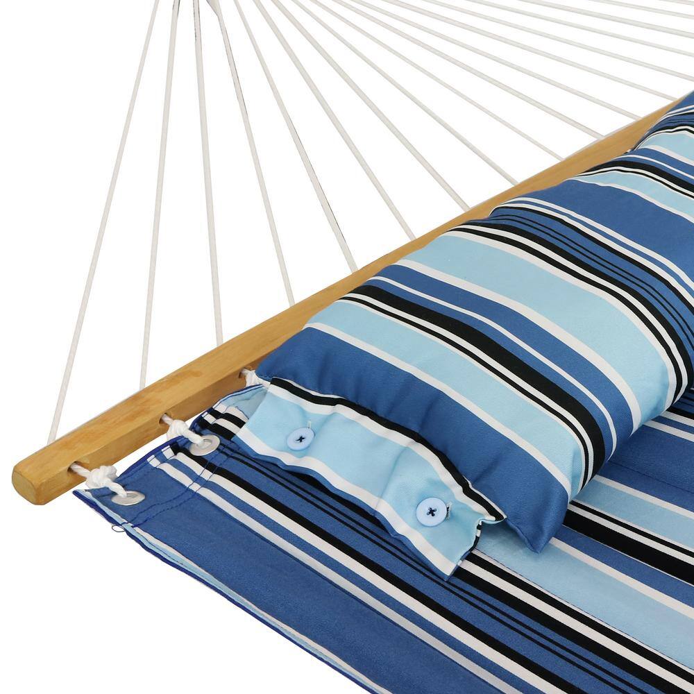 Sunnydaze Decor 10.8 ft. Hammock Bed Hammock and Pillow with Spreader Bar Misty Beach