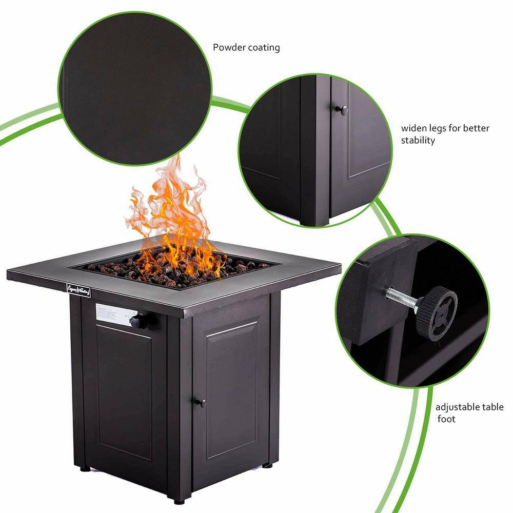 None 28 in. 50000 BTU Propane Fire Pit Table (Black)