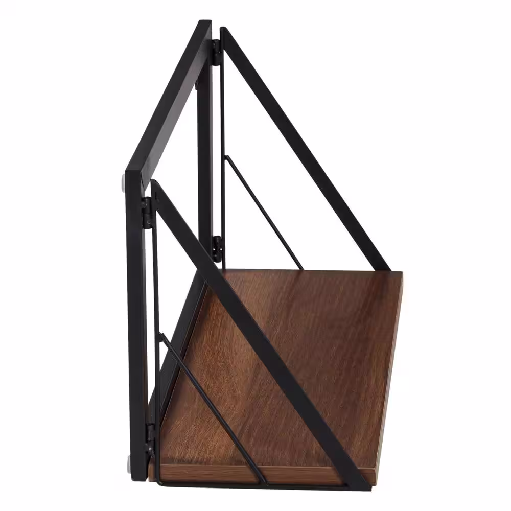 Honey-Can-Do Laundry Room Makeover 8 in. H x 18 in. W x 6 in. D Melamine and Steel Shelf in Walnut/Black